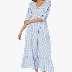 EUC Cottagcore Blue Gingham Dress with Pockets L